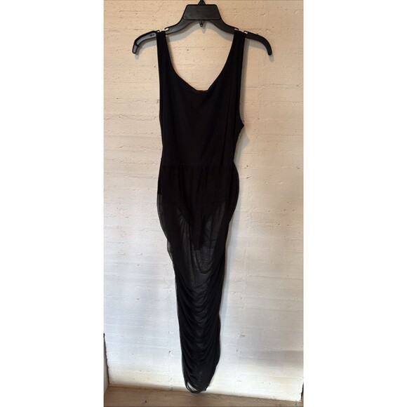 Pretty Little Things Slinky Mesh rRuched Midaxi Dress 12 Witchy Y2K Fairygoth - Picture 3 of 6